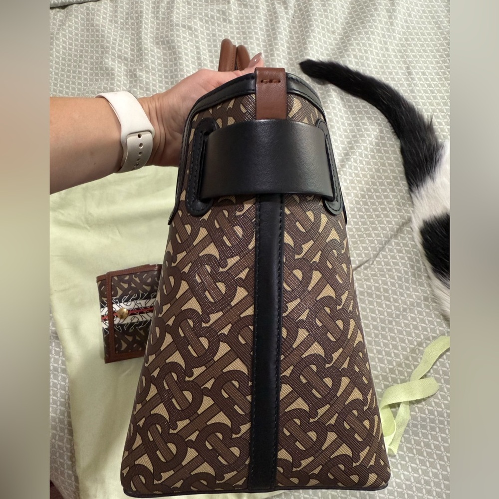Burberry Brown and Black Monogram Tote with Red Accents - Picture 4 of 8